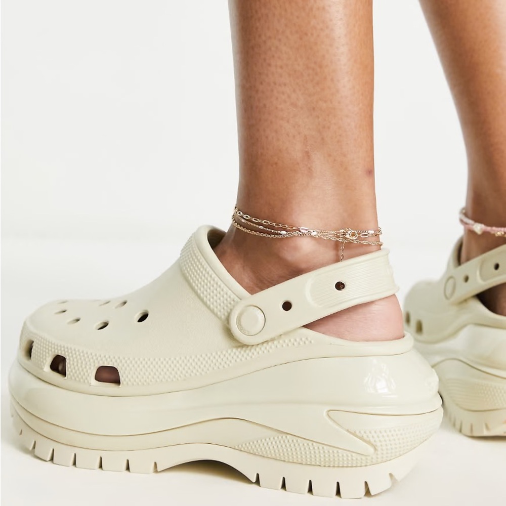 CROCS Cream Platform Mules